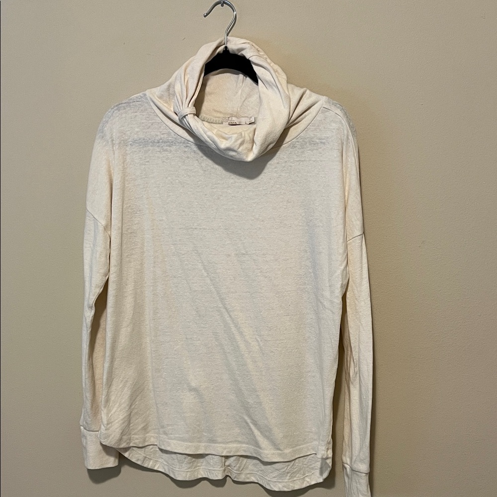 PrAna Cream Cowl Neck Long Sleeve Top, L